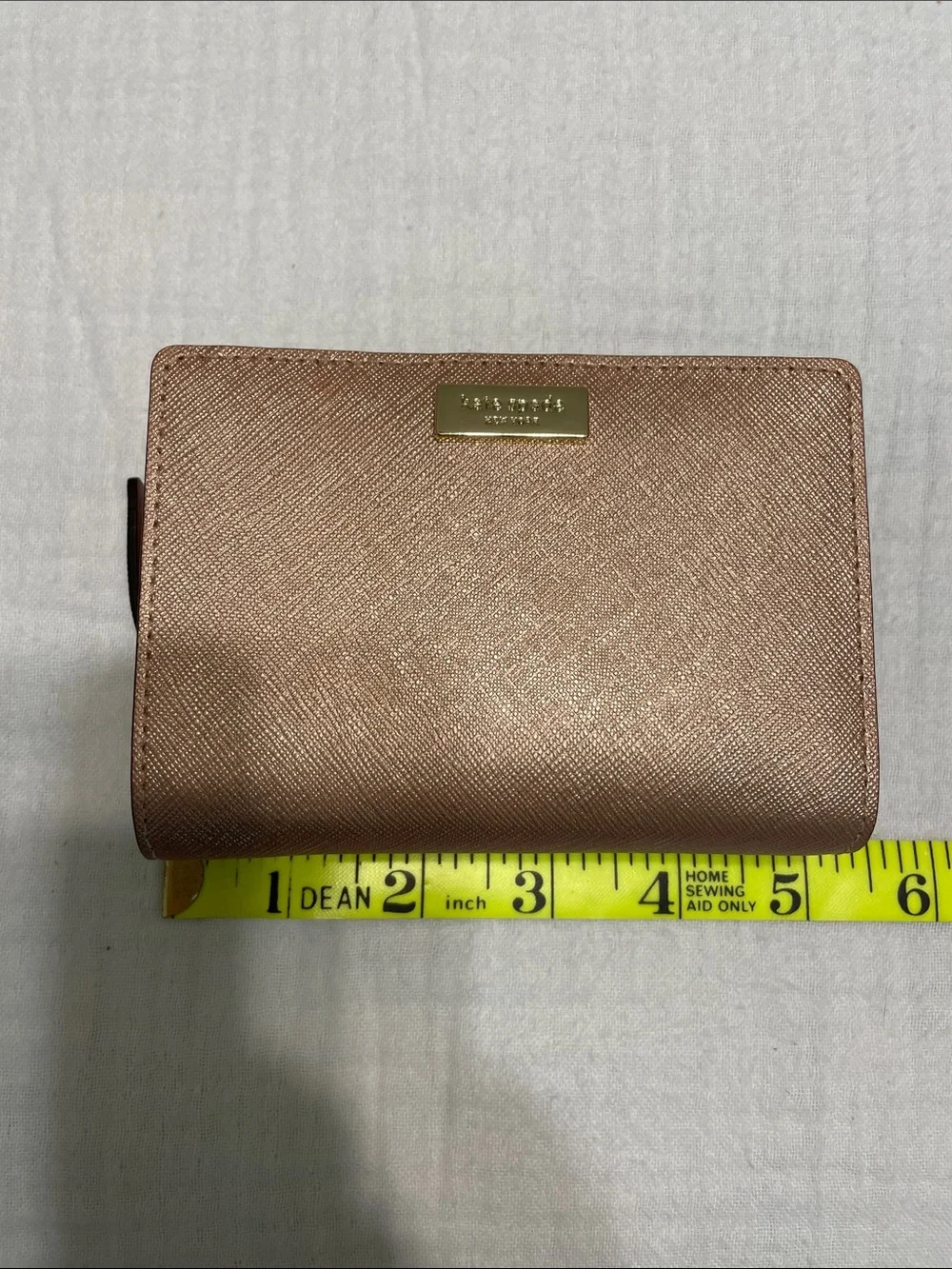 kate spade metallic rose gold compact cardholder
